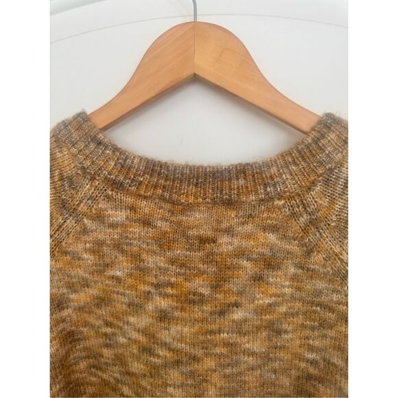 Madewell Crew Neck Space Dye Pleated Sleeve Wool Blend Sweater Cream/Tan Size XL - Picture 12 of 13